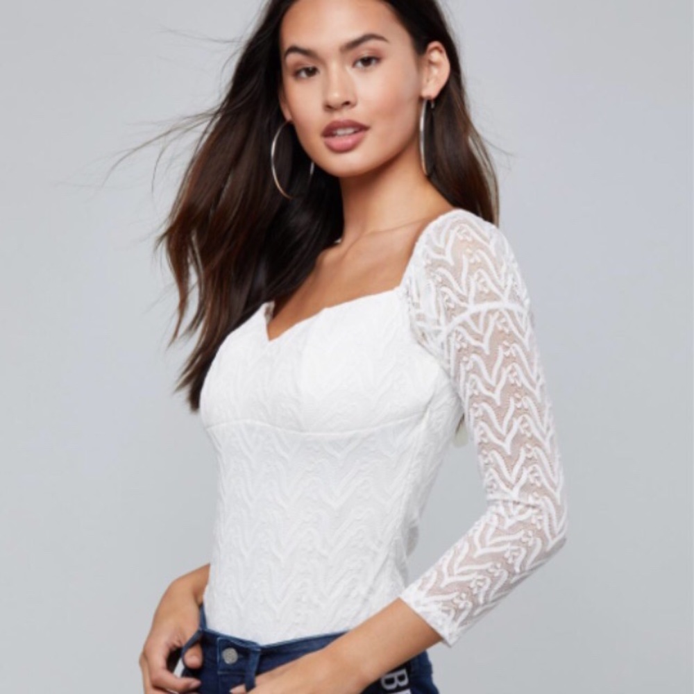 Bebe Lace Bodysuit Off Shoulder Top NWT